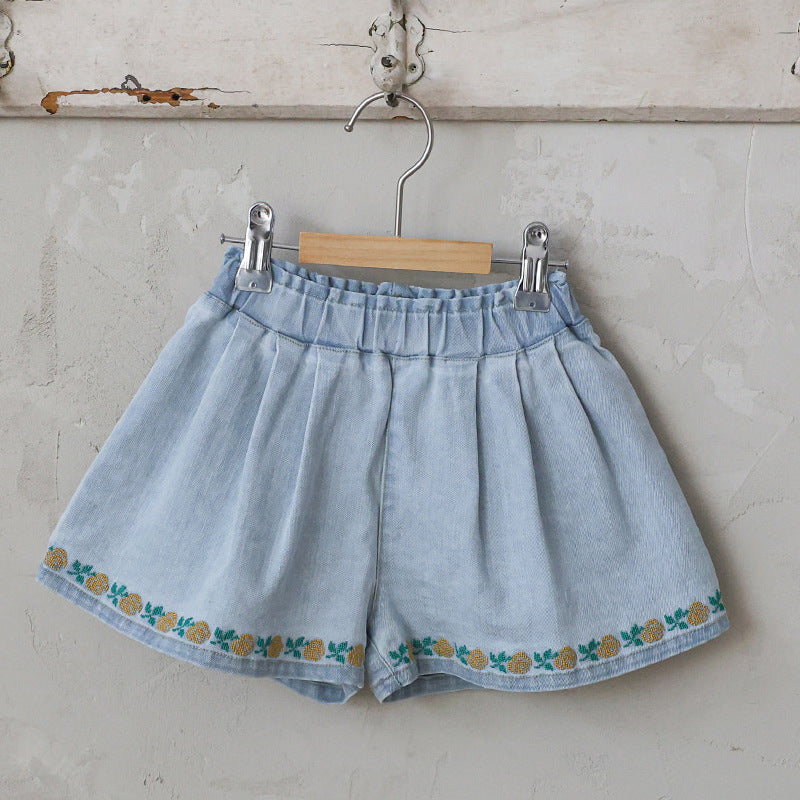 Floral Embroidered Denim Shorts 刺繍 デニムショートパンツ【mh0012988】