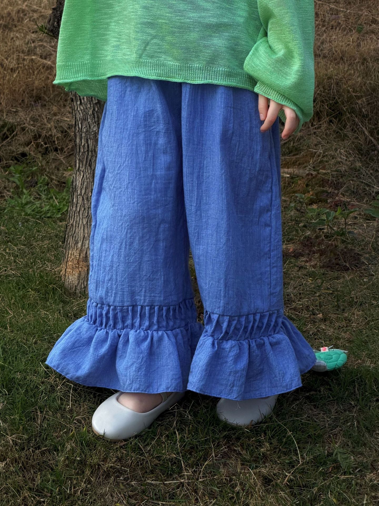 Tricolor Pure Cotton Ruffle Soft Casual Long Pants ラッフル ロングパンツ【mh0013406】