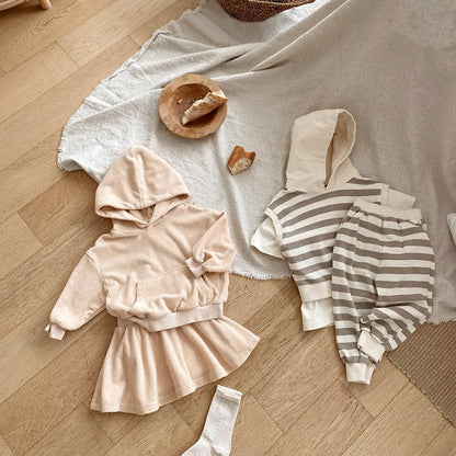 Velvet Hooded Top & Skirt Set [mh0012689]