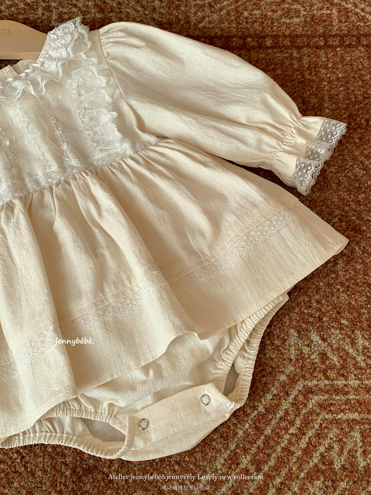 Lace Collar Cotton Romper Dress レース 襟付き コットン ロンパース ドレス【mh0012551】