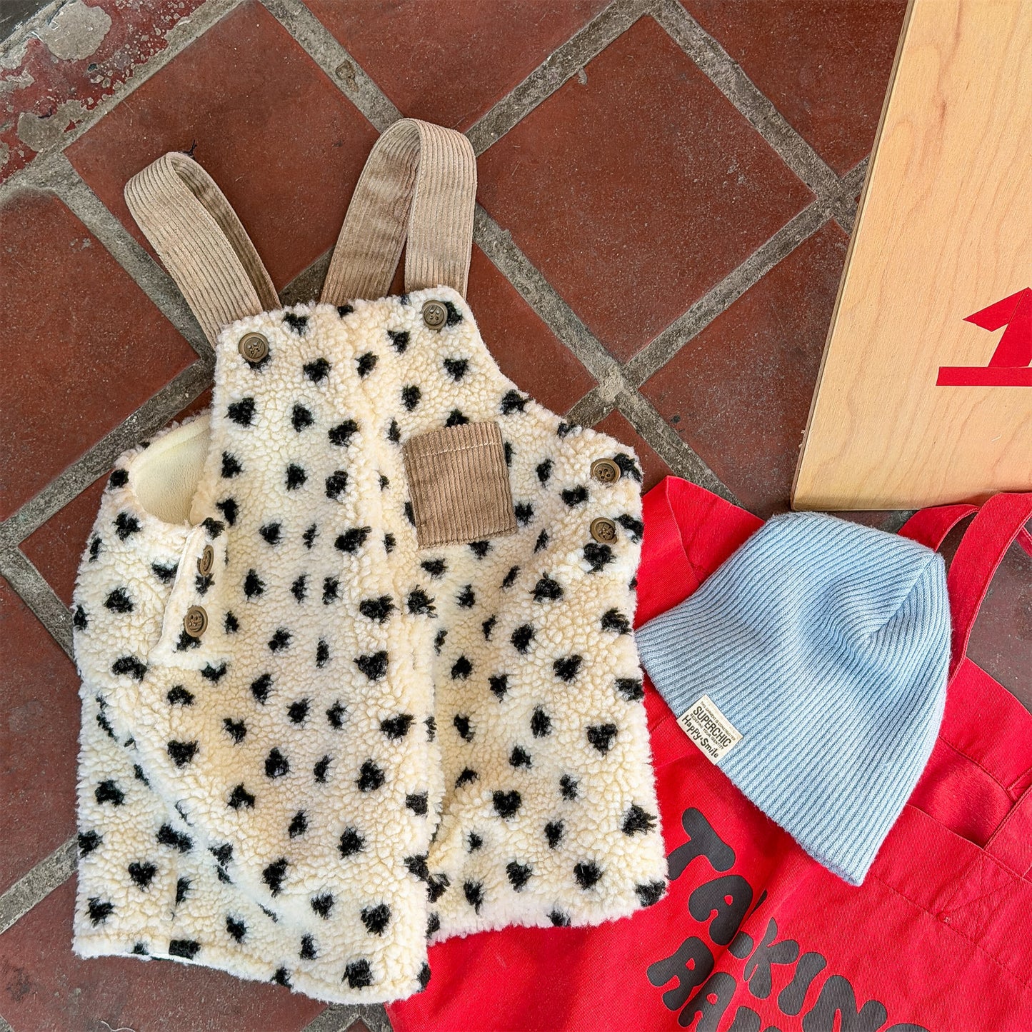 ハートフリースサロペット ショートサスペンダーパンツ【mh0011923】