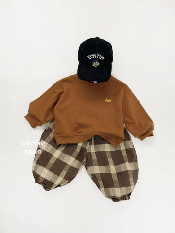 Retro Plaid Loose Leggings チェック柄 パンツ【mh0012574】