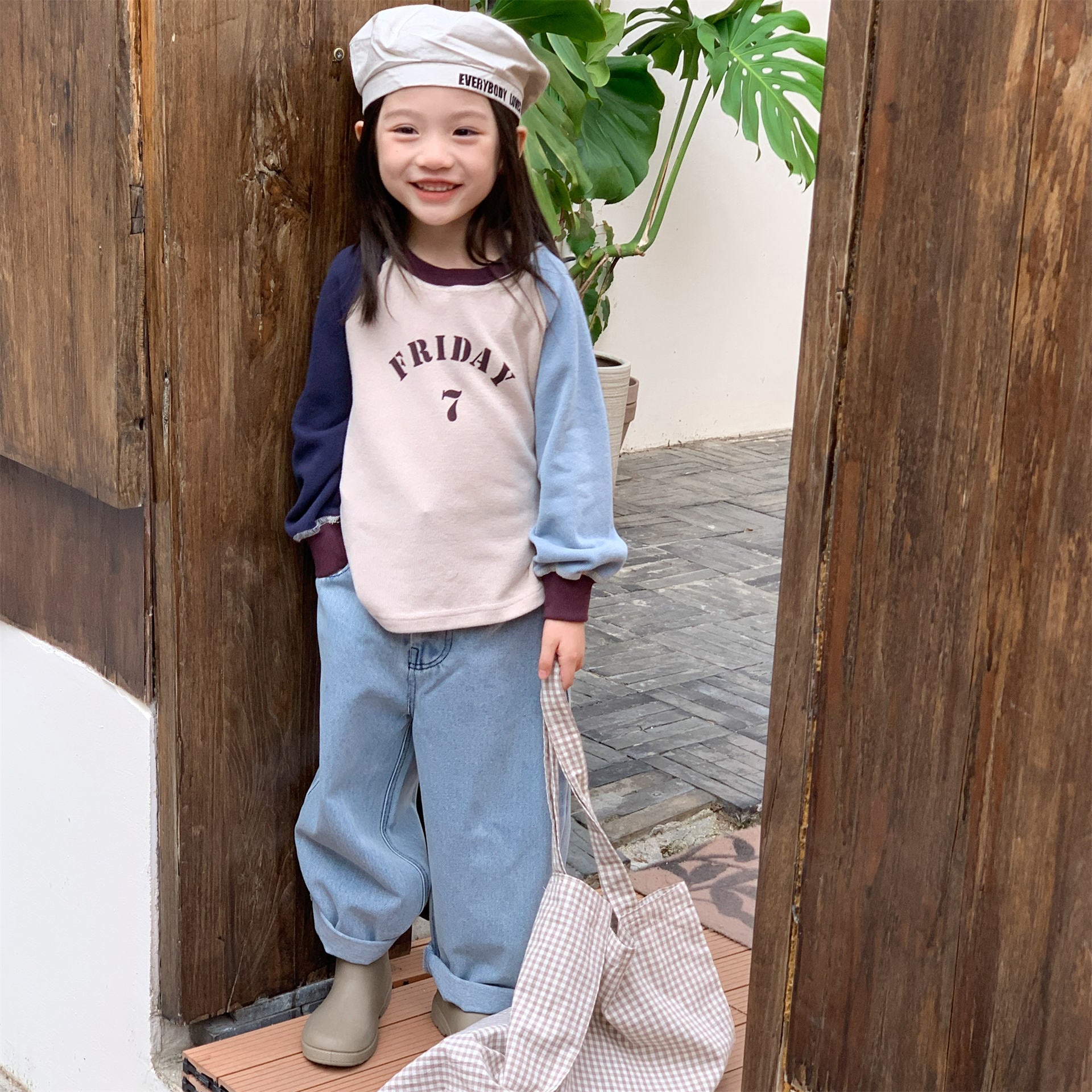 -ロゴプリント長袖スウェット ラグランTシャツ【mh0010812】 - mamahalo shop - 長袖Tシャツ -  べビー服 - 子供服 - 男の子 - 女の子
