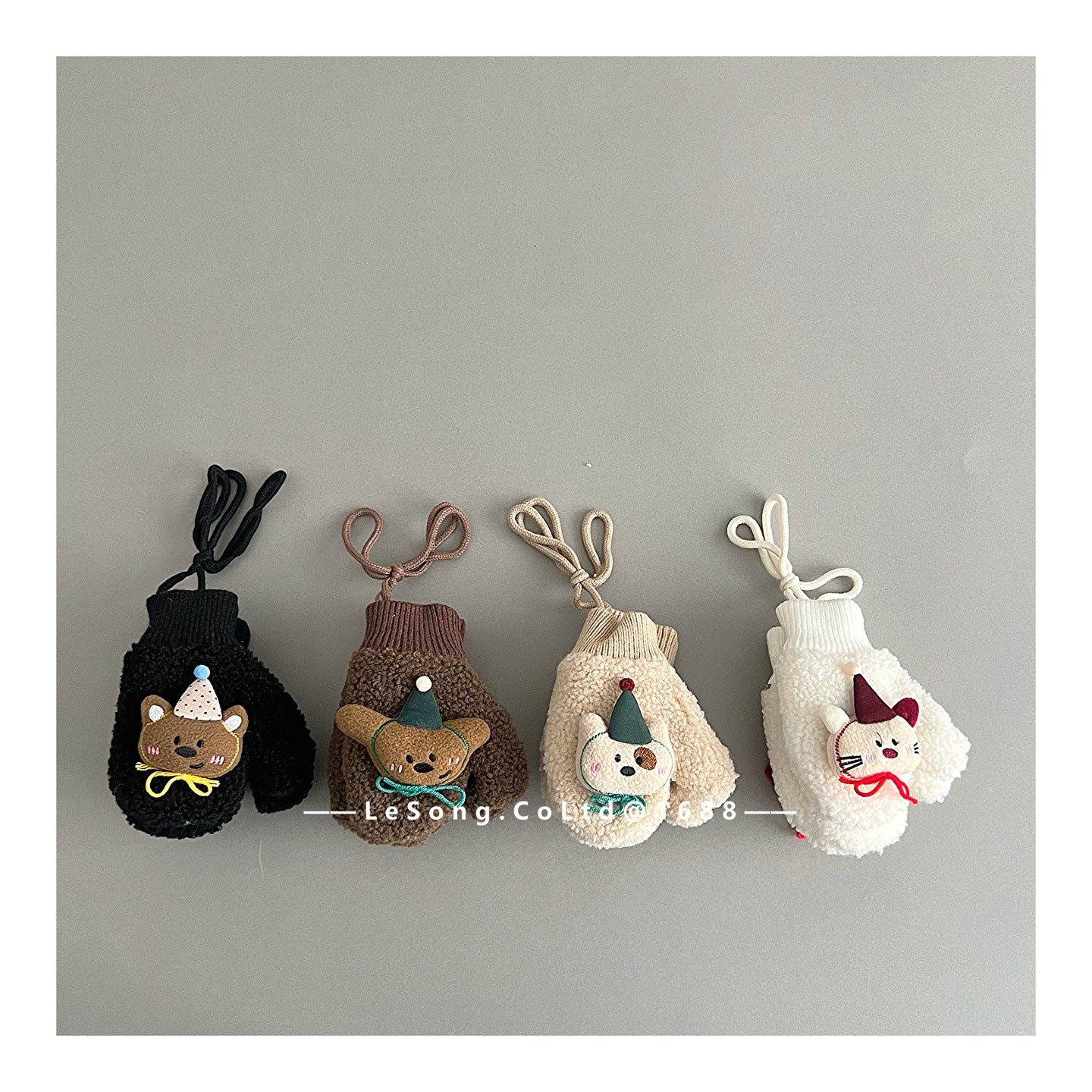 ベビーキッズ手袋 ミトン 指なし フリース アニマルアップリケ【mh0011827】