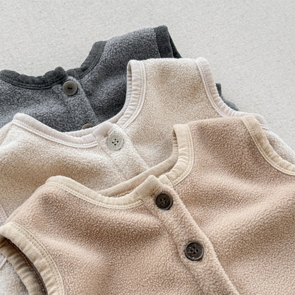 -フロントボタン付きフリースベスト【mh0010809】 - mamahalo shop - ベスト -  べビー服 - 子供服 - 男の子 - 女の子