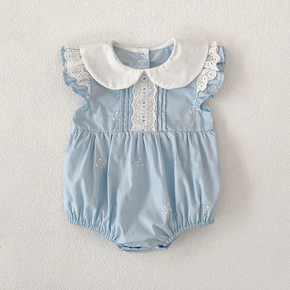 Bow Embroidery Ruffle Romper Dress ラッフル ロンパース ワンピース【mh0013161】