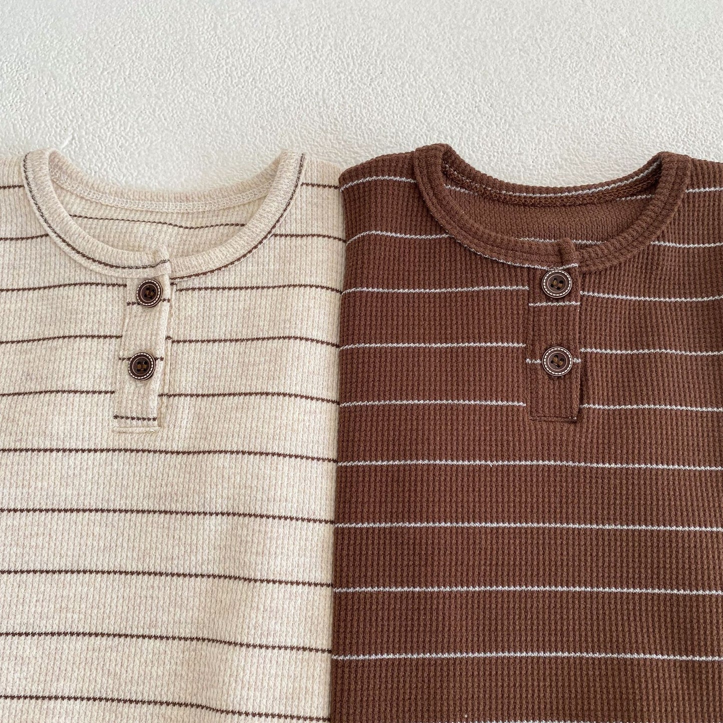 Baby Border Henley Neck Short Sleeve T-Shirt & Bloomer Set [mh0001942]