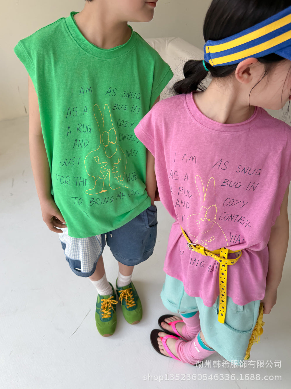 Cartoon Character Lettering Tank Top アート ノースリーブトップス【mh0013514】