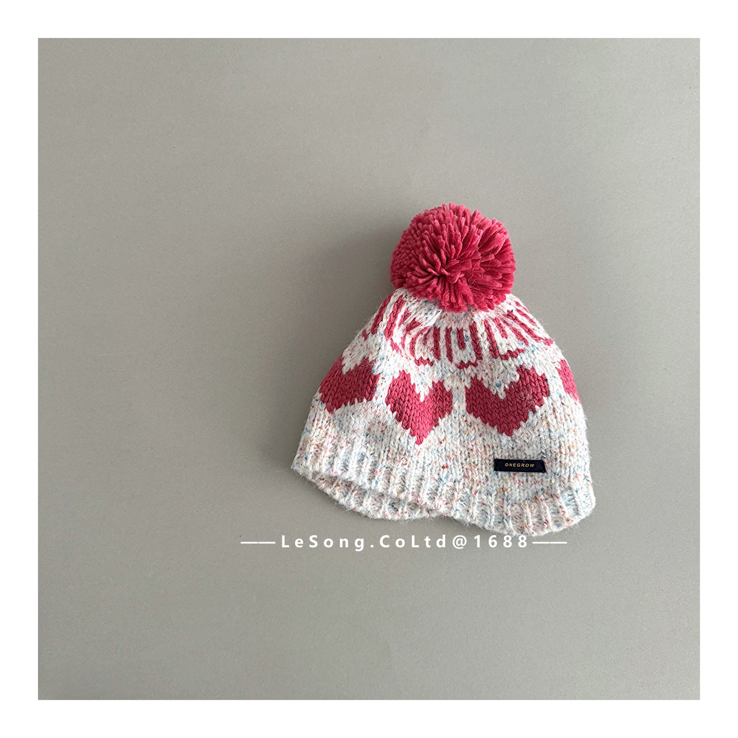 キッズ帽子 ニット ハート ぽんぽん ビーニー ニットキャップ【mh0011838】