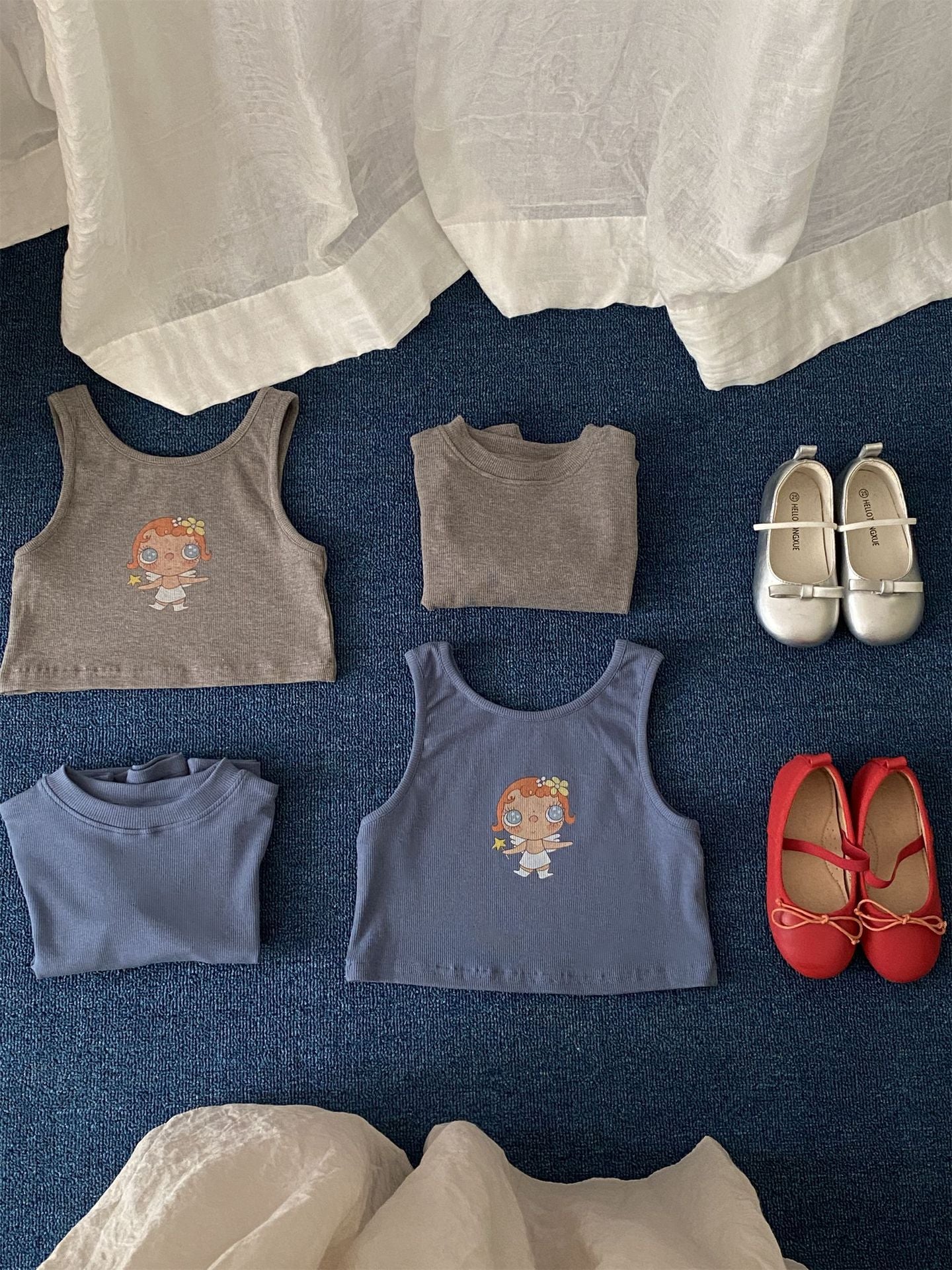 キッズ プリント タンクトップ 長袖Tシャツ セット【mh0014211】