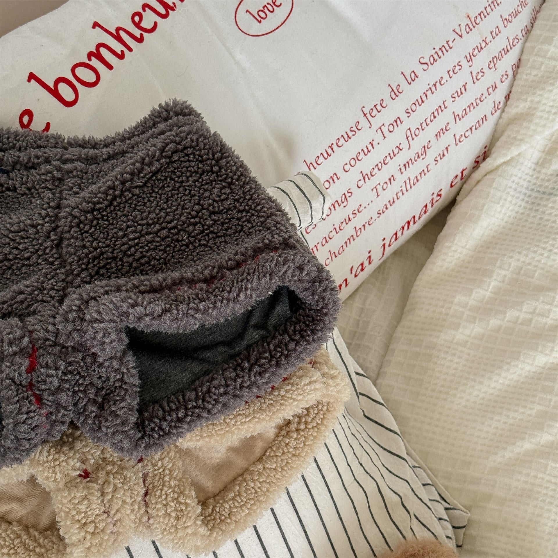 -ボアショートパンツカラーステッチもこもこあったかボトムス【mh0010910】 - mamahalo shop - ハーフパンツ・ショートパンツ -  べビー服 - 子供服 - 男の子 - 女の子