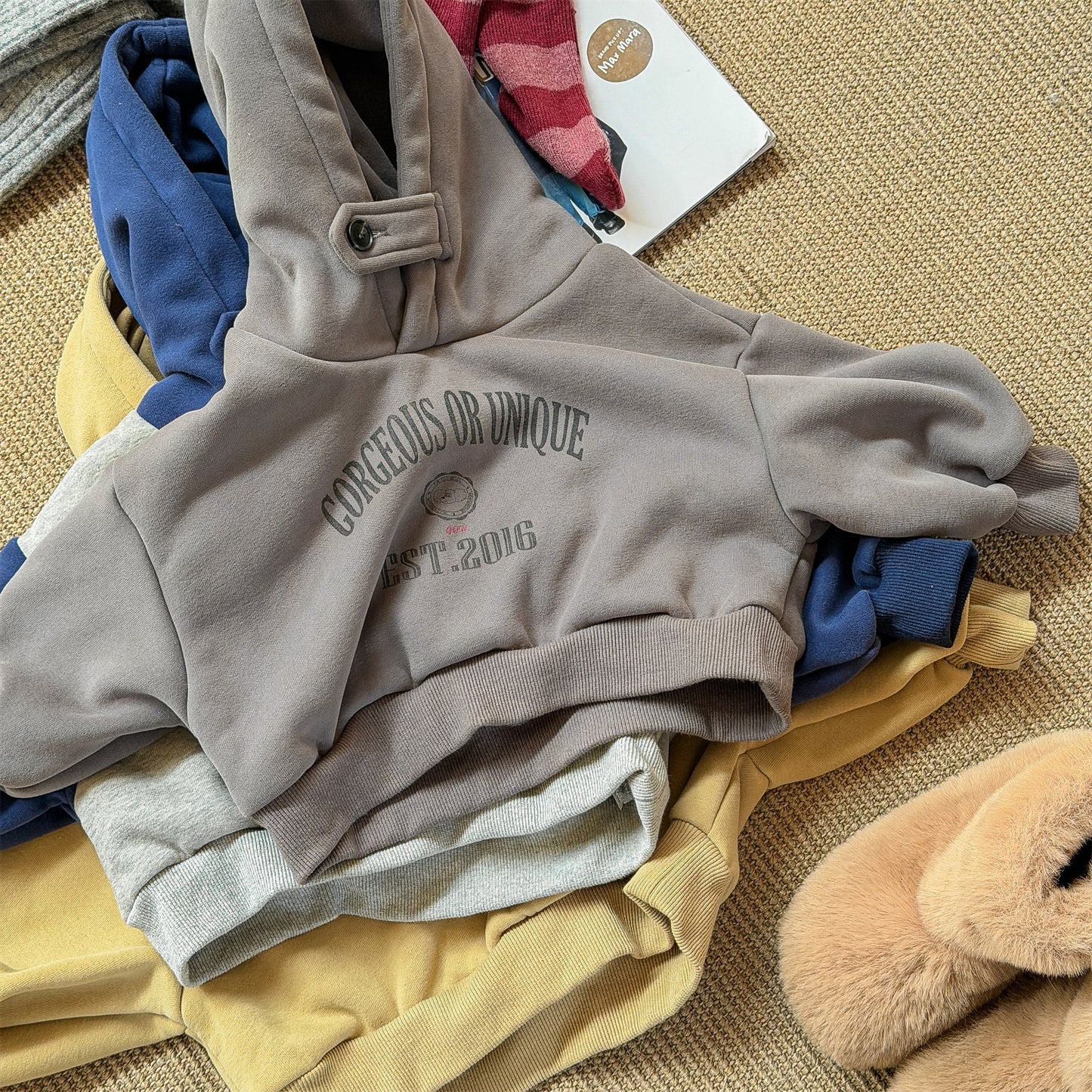 フーディスウェットトレーナー フード付き ロゴプリント パッチワーク【mh0011909】