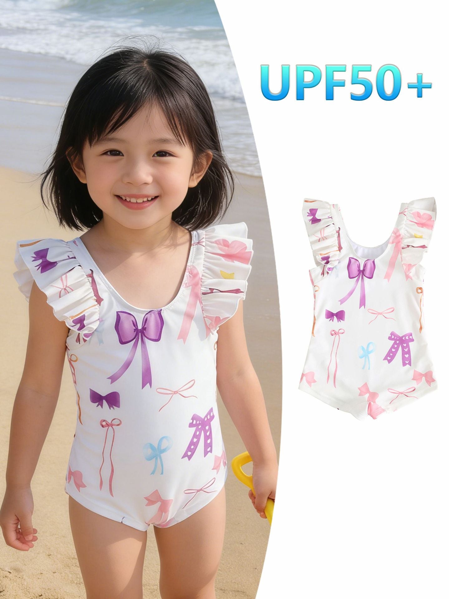 UPF50 Plus Ribbon Ruffled One-piece リボン フリル 水着【mh0012606】