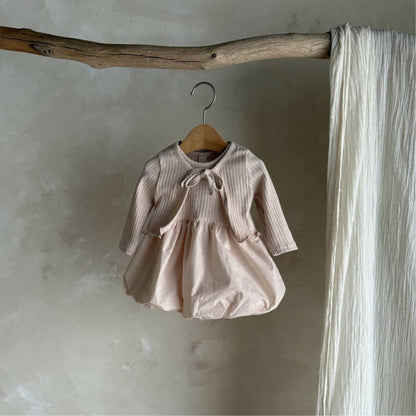 Ribbed Cardigan Balloon Skirt リブカーディガン スカート セット【mh0012501】