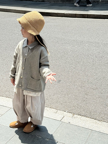 -ニットVネックシンプルカーディガン【mh0011028】 - mamahalo shop - カーディガン・パーカー -  べビー服 - 子供服 - 男の子 - 女の子