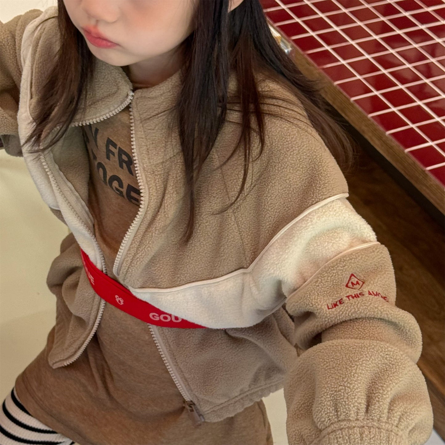 -バイカラージップアップフリースジャケットブルゾン裏起毛防寒アウター【mh0010912】 - mamahalo shop - ショートコート・ジャケット・ジャンパー -  べビー服 - 子供服 - 男の子 - 女の子