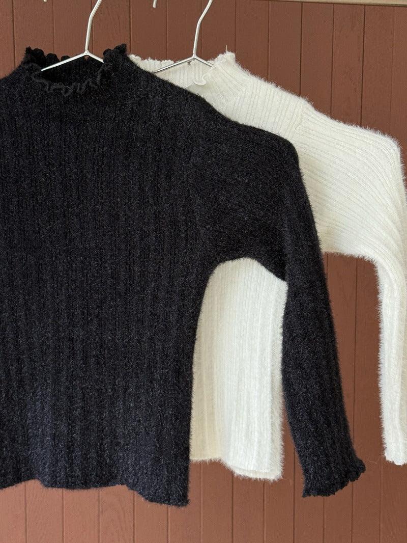 長袖ハイネックセーター フェイクミンクフリース インナートップス【mh0011898】