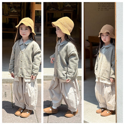 -ニットVネックシンプルカーディガン【mh0011028】 - mamahalo shop - カーディガン・パーカー -  べビー服 - 子供服 - 男の子 - 女の子