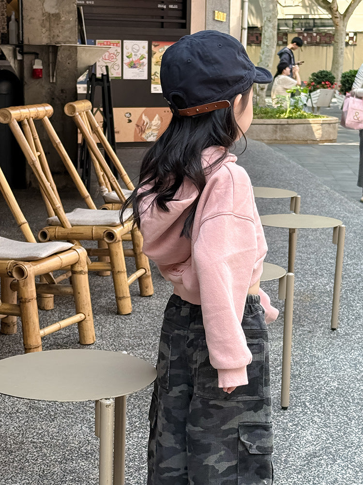 -クロップド丈パーカー 刺繍ロゴ入りフーディー ショートスウェット【mh0011053】 - mamahalo shop - カーディガン・パーカー -  べビー服 - 子供服 - 男の子 - 女の子