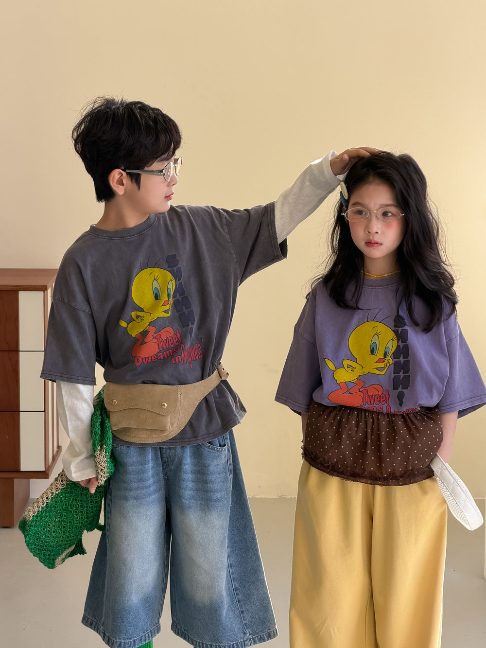 Bird Print Cotton T-shirt バード プリント 半袖Tシャツ【mh0012513】