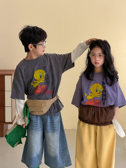 Bird Print Cotton T-shirt バード プリント 半袖Tシャツ【mh0012513】