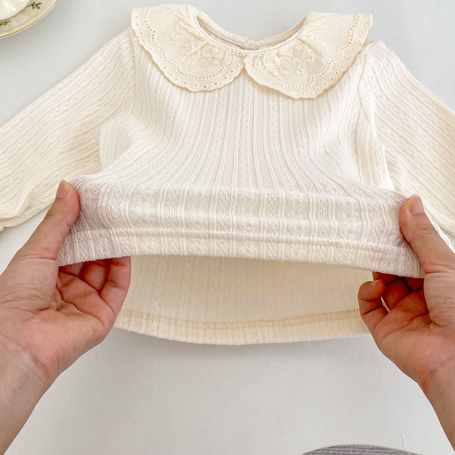 -ビッグフリルレース襟長袖Tシャツ【mh0010855】 - mamahalo shop - 長袖Tシャツ -  べビー服 - 子供服 - 男の子 - 女の子