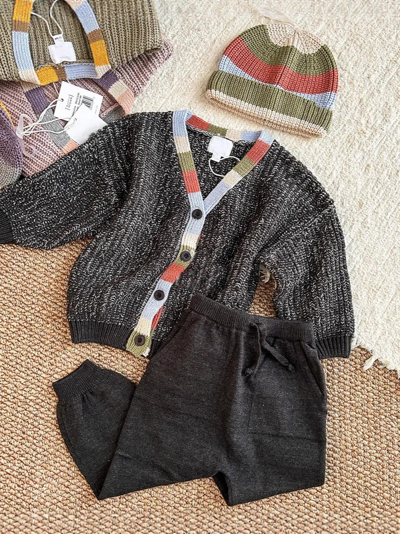 ニットカーディガン Vネック カラフル トリム【mh0011575】