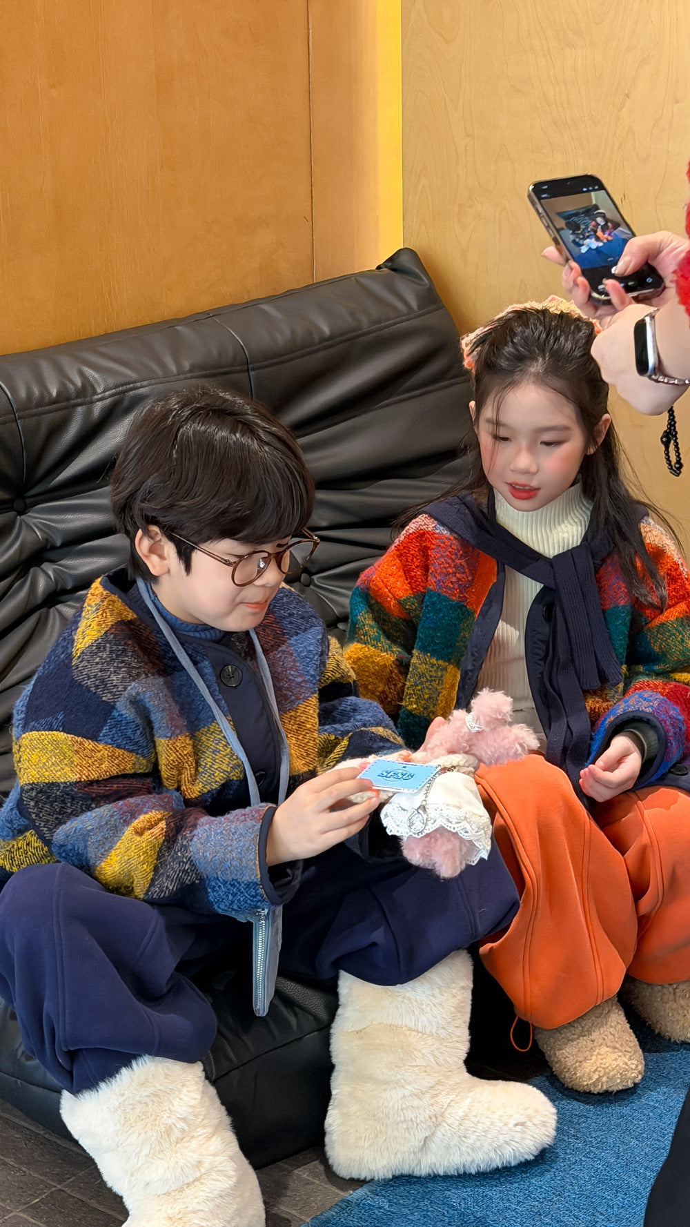 マドラスチェックノーカラージャケット カラフルブロックチェック アウター【mh0011873】