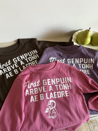 -ペンギン柄プリントTシャツ ロゴ入り長袖トップス【mh0011055】 - mamahalo shop - 長袖Tシャツ -  べビー服 - 子供服 - 男の子 - 女の子