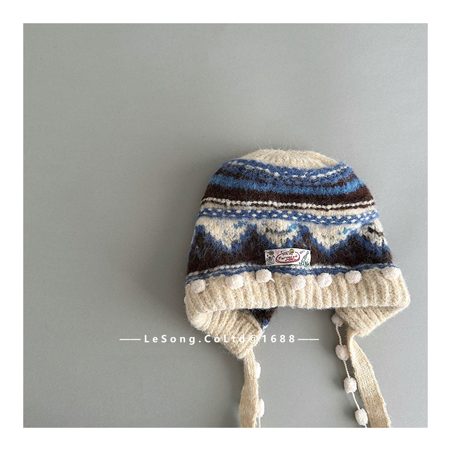 キッズ帽子 ニット タッセル フェアアイル ニットキャップ【mh0011807】