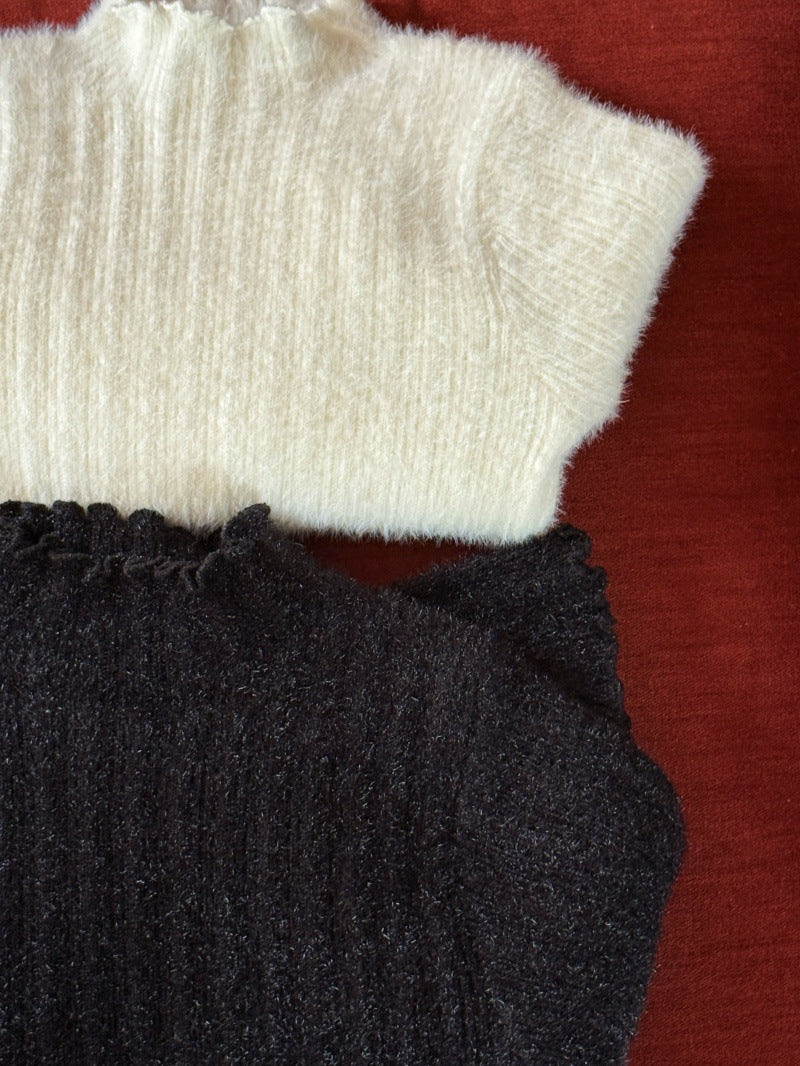 長袖ハイネックセーター フェイクミンクフリース インナートップス【mh0011898】