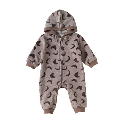 ジャンプスーツ 裏起毛 フード付 長袖 プリント【mh0011710】