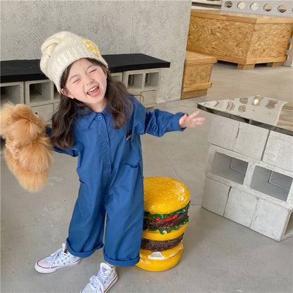 -キッズ 刺繍 長袖ジャンプスーツ つなぎ【mh0000168】 - mamahalo shop - 長袖ジャンプスーツ -  べビー服 - 子供服 - 男の子 - 女の子