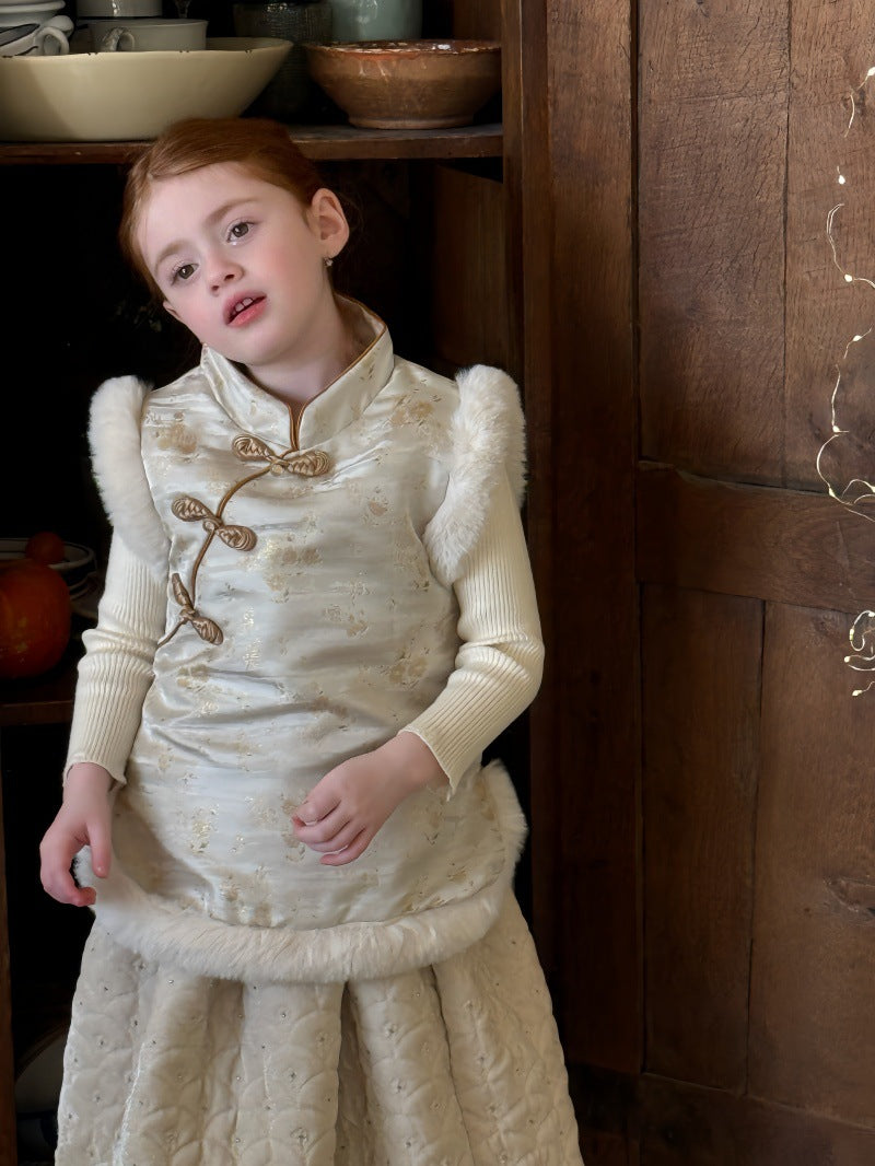 キルトスカート キルティング ビーズ刺繍【mh0011883】