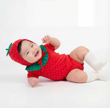 Strawberry Costume Hat Set Romper いちご 半袖ロンパース コスチューム【mh0013349】
