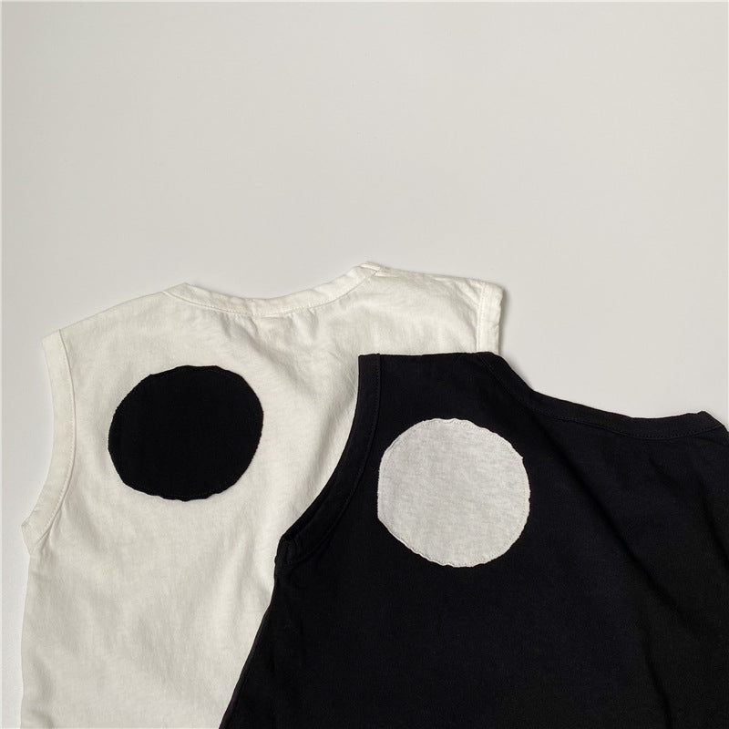 Geometric Back Patch Tank Top まるパッチ ノースリーブトップス【mh0013637】