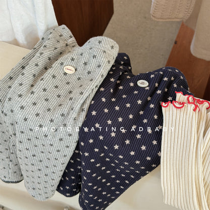 裏起毛リブレギンスパンツ 星スタープリント デイリーパンツ【mh0011908】