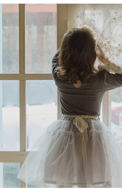 -襟元フリル長袖Tシャツ レース切り替えブラウス【mh0010832】 - mamahalo shop - 長袖Tシャツ -  べビー服 - 子供服 - 男の子 - 女の子