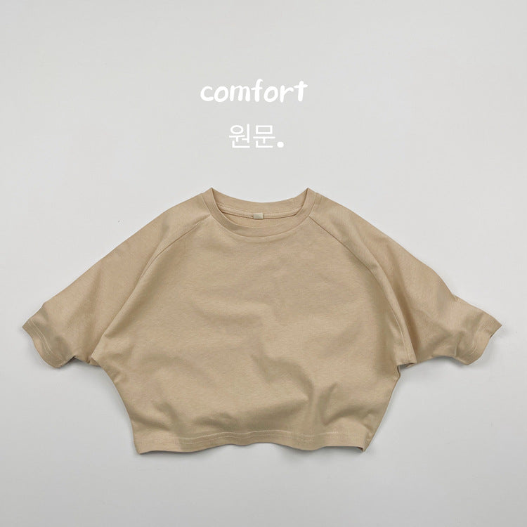 キッズ 無地 クルーネック ルーズ 長袖Tシャツ【mh0013932】
