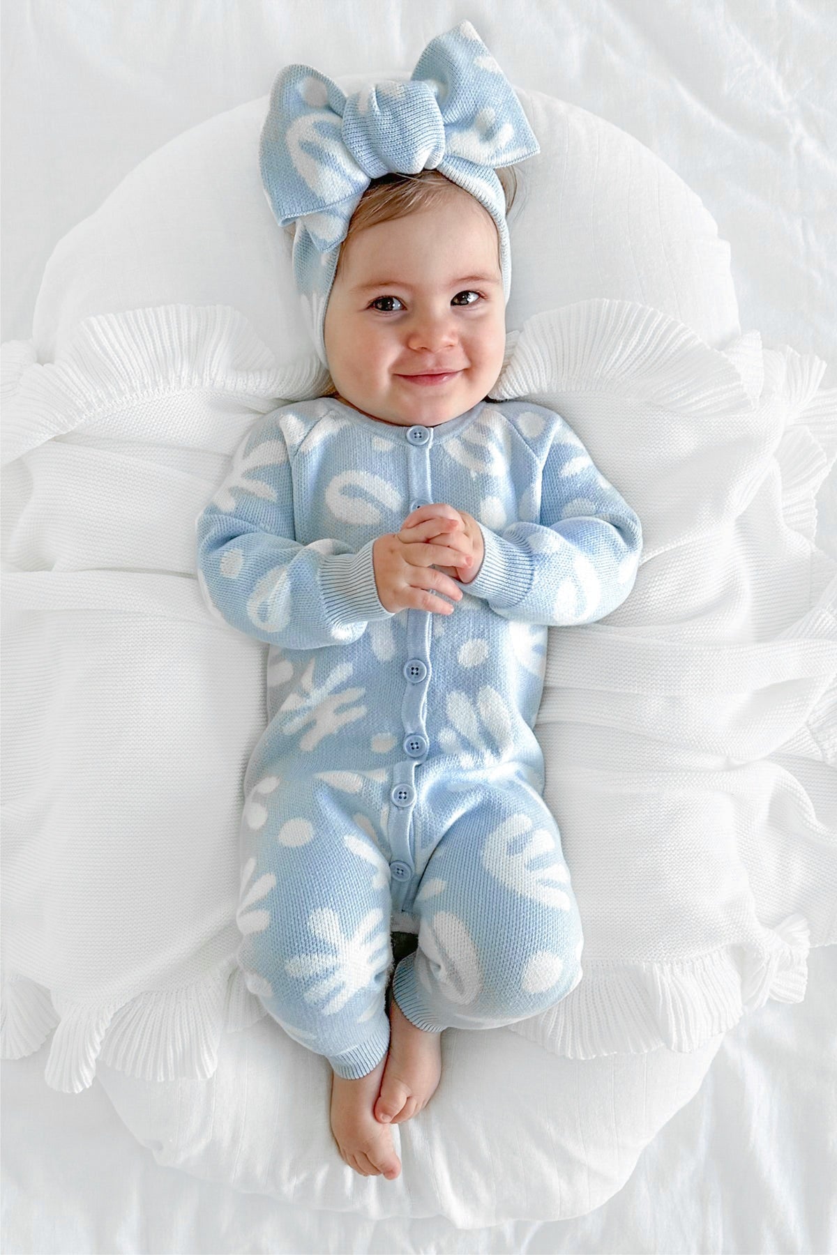 長袖ニットロンパース 幾何学模様 ジャカードニット ジャンプスーツ【mh0011855】