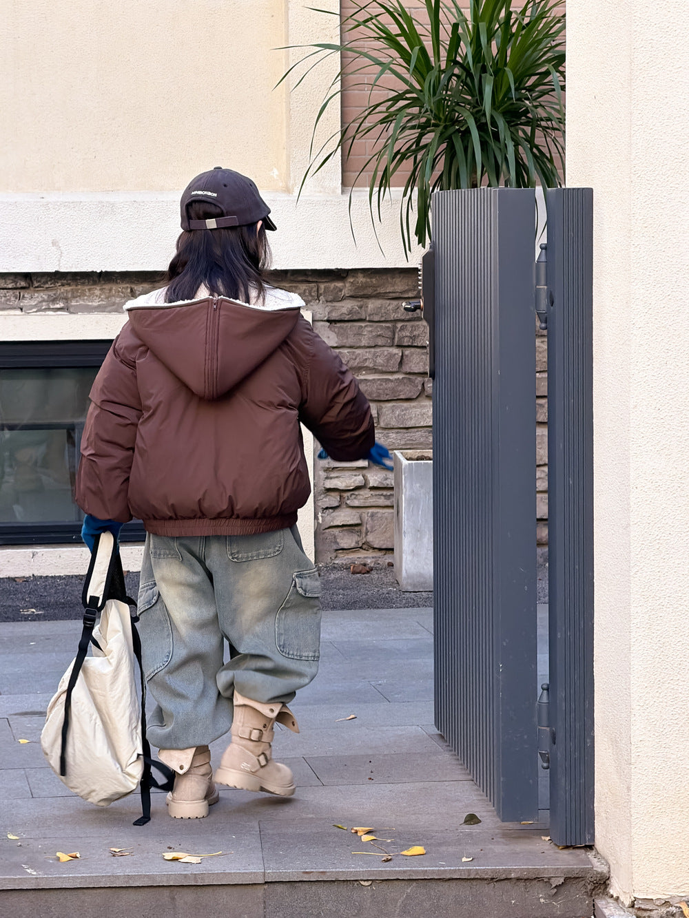 Padded blouson jacket with fleece lining and hood, featuring large lapels [mh0011864]