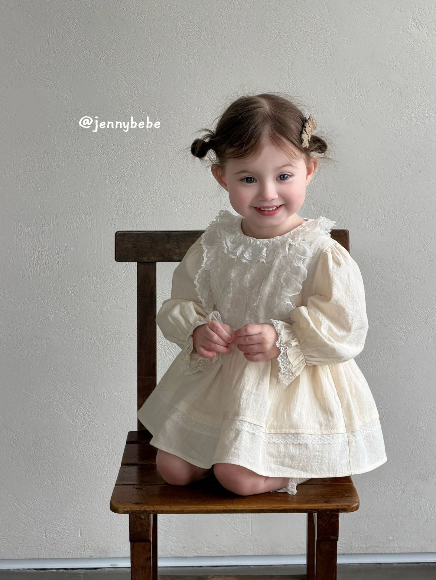 Lace Collar Cotton Romper Dress レース 襟付き コットン ロンパース ドレス【mh0012551】