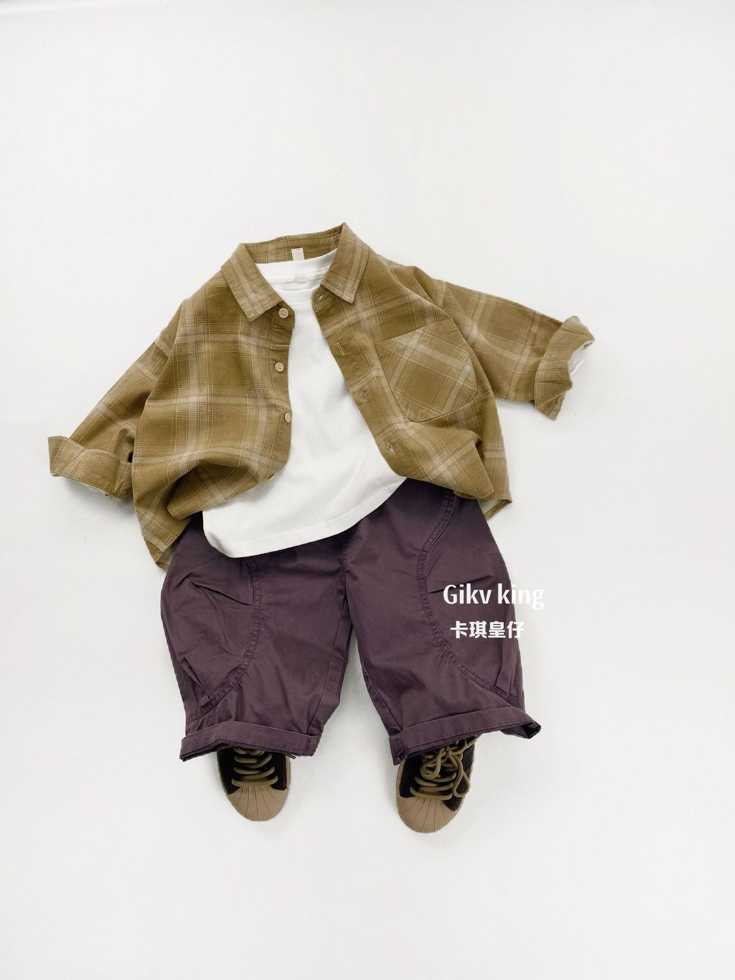 Camisa de cuadros de manga larga vintage 【mh0012563】