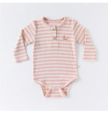 -ボーダー長袖ロンパース/ロングパンツ【mh0010730】 - mamahalo shop - ロンパースセットアップ -  べビー服 - 子供服 - 男の子 - 女の子