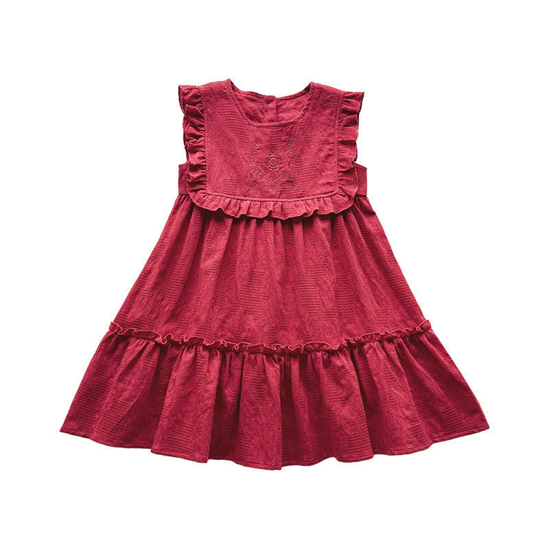 French Vintage Flower Embroidered Dress フレンチ ノースリーブワンピース【mh0013654】