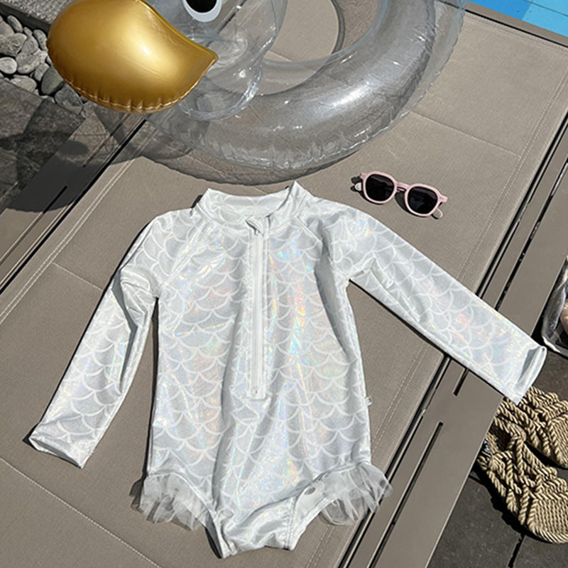 Mermaid Scale Shiny One-Piece Swimwear マーメイド 長袖ワンピース水着【mh0013346】