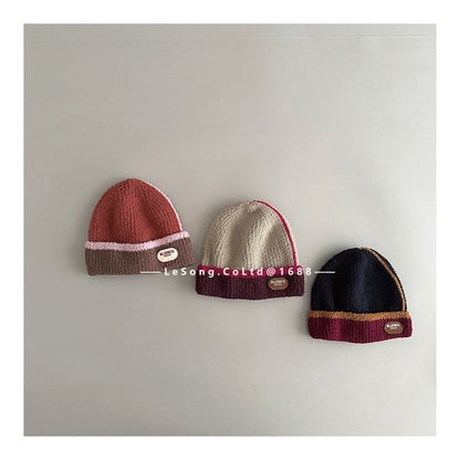 キッズ帽子 カラーブロック ニットキャップ ビーニー【mh0011810】