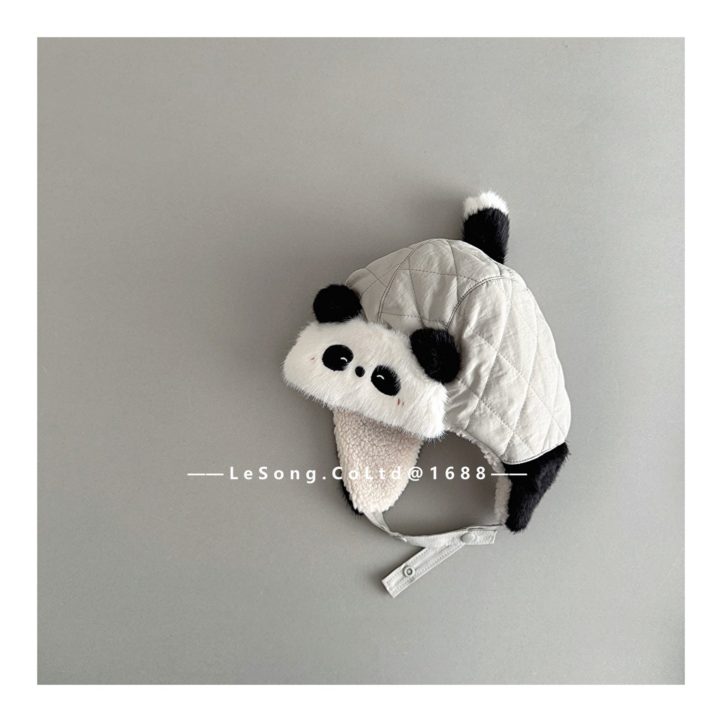 ベビー帽子 パンダ/うさぎ/恐竜アップリケ キルト 耳当て付き フライトハット【mh0011831】