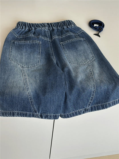 Embroidered Denim Shorts 英字刺繍 デニムハーフパンツ【mh0012958】