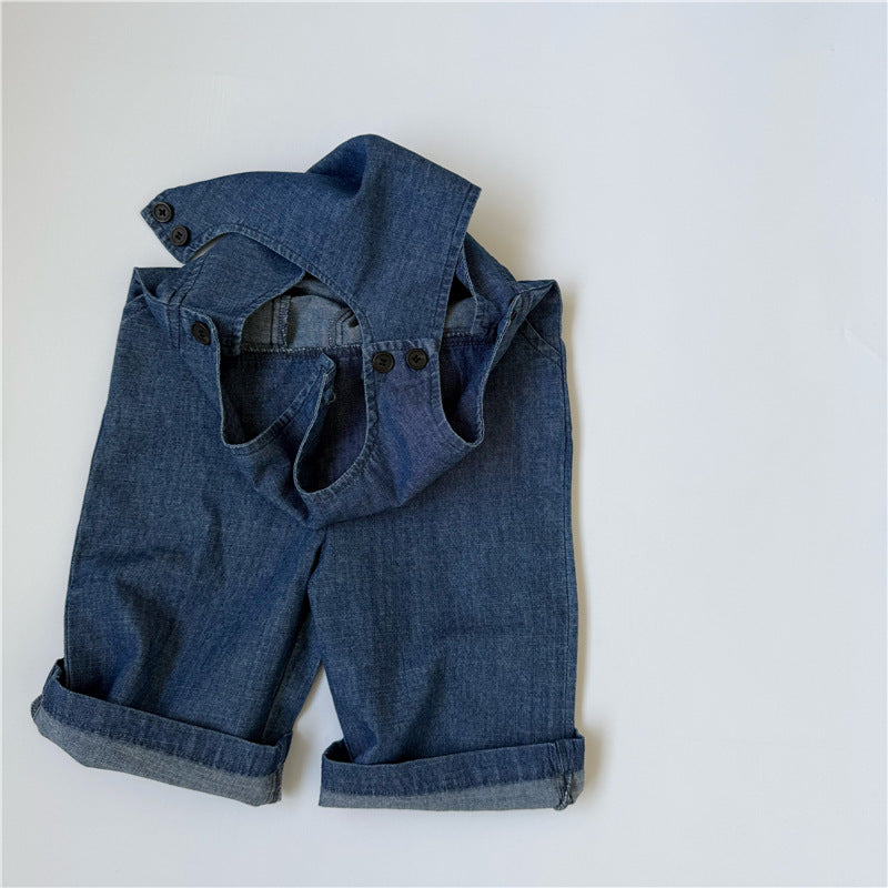 Denim Shoulder Button Jumpsuit デニム ノースリーブジャンプスーツ【mh0013649】